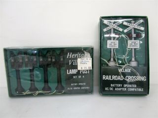 Department 56 Heritage Village Lamp Posts & Rr Crossing Electrified Miniatures