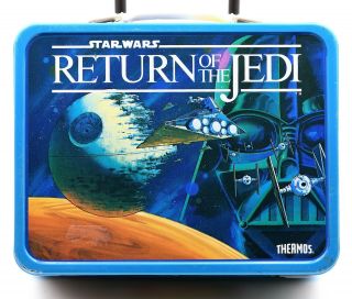 Vintage 1983 Return Of The Jedi Star Wars Metal Lunch Box With Thermos 2