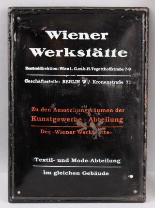 Antique Wiener Werkstatte Secessionist Arts & Crafts Fashion Exhibition Sign