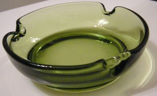 Vintage Antique Green Glass Art Glass Ashtray Retro Mid - Century Modern 4 "