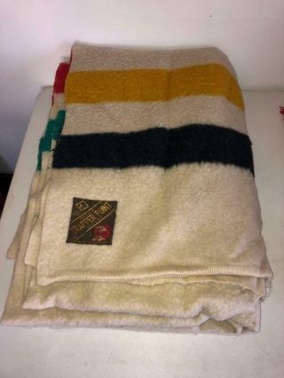 Vintage Trapper Point 4 Point Blanket All Wool 72 " X90 " Made In England