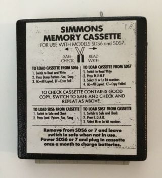 Rare Vintage Simmons Drums Sds7 Memory Cassette,