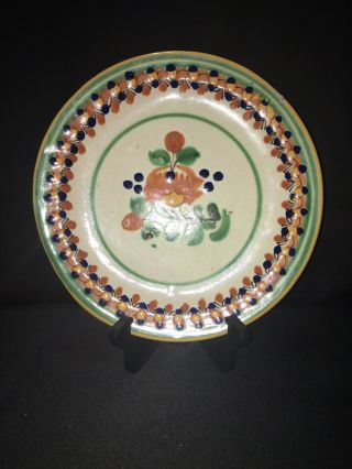 Puebla Mexico Plate Hand Made Pottery Hand Painted 10.  5 X 10.  5