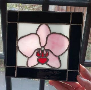 Hand Crafted Stained Glass Suncatcher Orchid