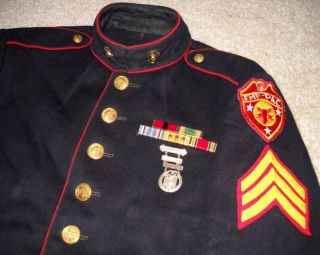 Ww2 Usmc Dress Blues Uniform Jacket Coat Trousers Visor Cap Hat Us Marines