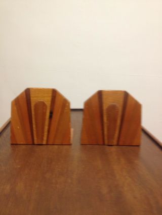 Pair Art Deco Wooden Bookends (various Woods)
