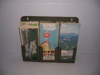 Vintage 50s 60s Amoco American Oil Co Map Rack Display W/ Maps Advertising Sign