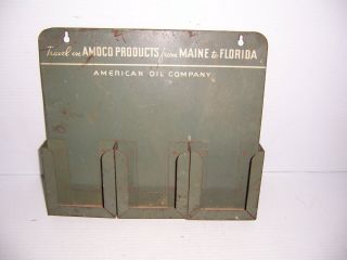 Vintage 50s 60s Amoco American Oil Co Map Rack Display w/ Maps Advertising Sign 3