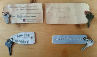 Vintage Keys W/paper & Metal Tags Sawmill Lumber Paper Mill Brown Co.  Berlin Nh