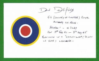 Herbert Denchfield Wwii Battle Of Britain Pilot Signed 3x5 Index Card E19627