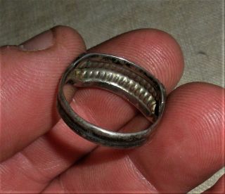 ANTIQUE c.  1950 NAVAJO STERLING SILVER RING CURLED WIRE vafo 3