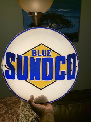 Vintage 1930’s Blue Sunoco 15” Gas Pump Globe 2