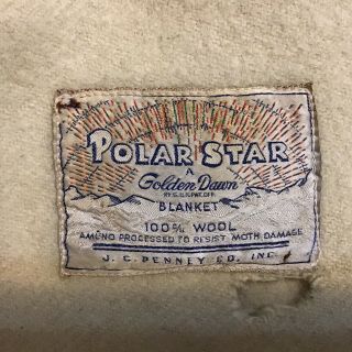 Vintage Polar Star Golden Dawn 100 Wool Blanket Trapper Horse Cabin Stripes NR 2