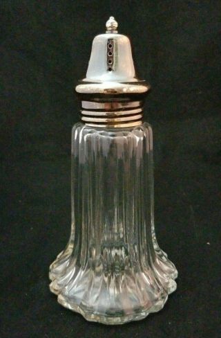 Art Deco Heavy Glass Sugar Shaker With Silver Plated Top C 1920s
