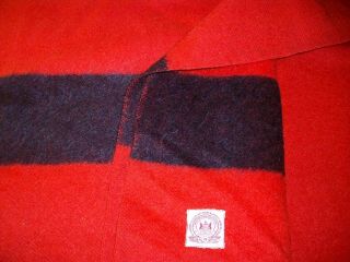 Hudson Bay Wool Blanket Vintage 4 point Scarlet Red Black Stripe Made in England 3