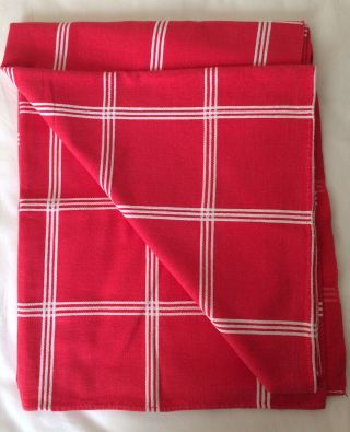 Vintage French Pure Cotton Red And White Check Tablecloth Nos