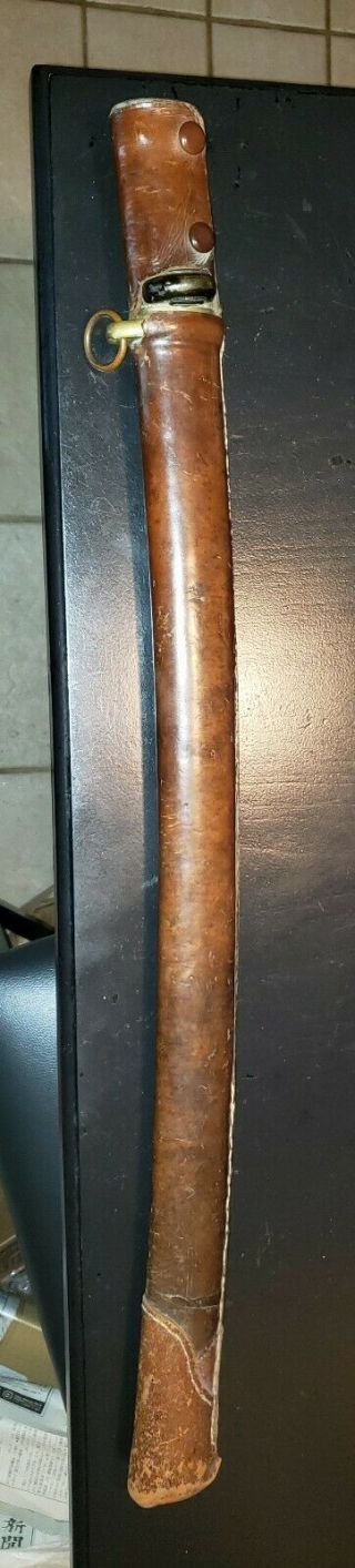 Ww2 Japanese Sword Shin Gunto Metal Wood With Leather Scabbard Parts