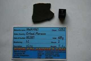 Meteorite Co3.  2 Chondrite,  Nwa 4967,  Full Slice 5.  6 G