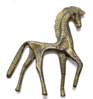 Vintage Mid - Century Modern Brass Etruscan Horse Sculpture Frederick Weinberg