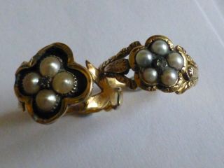 1833 Date,  2 Antique Pearl,  Diamond & Enamel 18 Ct.  Gold Rings.