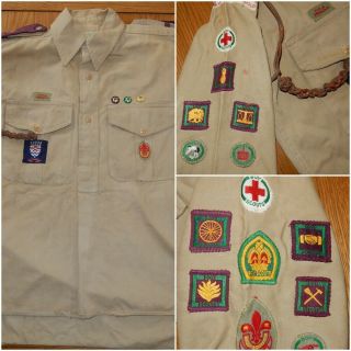 Fine Vintage Senior Scouting Leader Shirt & Proficiency Badges,  King Scout