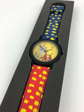 Vintage Playboy Keith Haring Bunny On The Move Art Watch Rare 1991 Limited Nwt