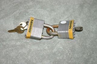 2 Master Lock No.  5 Laminated Padlocks Keyed Alike With 3 Keys