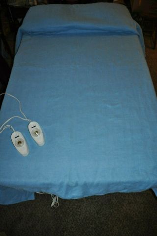 Vintage 76 " X 80 " Blue Dual Control Double Bed Automatic Electric Blanket