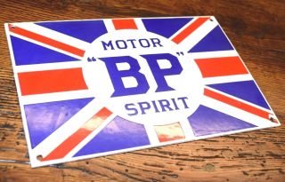 Bp Motor Spirit Sign 10.  5 " X 7 " Advertisement Jaguar Car Part Union Jack Vintage