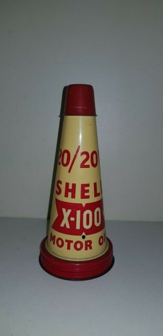 Shell X100 Oil Bottle Tin Top With Cap