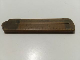 Miniature 6 Inch Vintage Wooden And Brass Folding Ruler No.  36