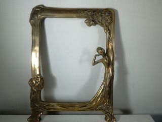Vintage Art Deco Style Brass Lady Flower Frame.  25.  5 X 20cm