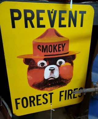 Vintage Smokey The Bear Prevent Forest Fires Sign 1960s Or Earlier