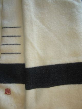 Vintage Hudson Bay 4 Point Heavy Wool Blanket Cream W/black Stripes 95 X 80