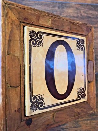Vintage Mid Century 1970 ' s Trivet Wood Tile O or Zero Initial Hand Carved 2