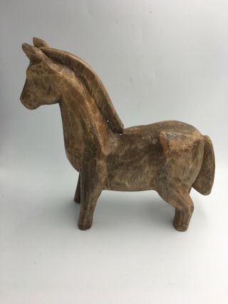 Mcm Carved Wooden Dala Horse Vintage Swedish 7 " Mid Century Modern Waxed Wood