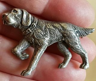 Vintage Jewellery Gorgeous Sterling Silver Retriever Hunting Dog Brooch Pin