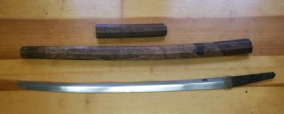 Antique Japanese Wakashi Signed Blade In Wooden Saya Katana Edo Period Pre Wwii