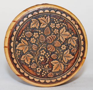 Russian Embossed Russian Birch Bark Oval Box Floral motif 3