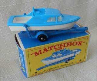 1960s.  Matchbox.  Lesney.  9 Boat And Trailer.