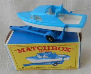 1960s.  Matchbox.  Lesney.  9 Boat and Trailer. 3