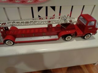 Vintage Red And White Tonka Aerial Fire Truck