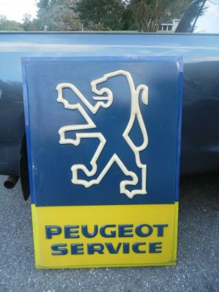 Vintage Advertising French Peugeot Dealership Sign 52 " X 36 " Plastic