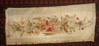 Pretty Antique Silk And Wool Needlepoint.  Wild Roses And Poppies.  Late 1800s.