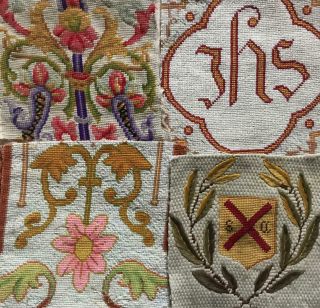 4 Fragments 19th Century Victorian Berlin Woolwork Needlework,  Projects Ref 223