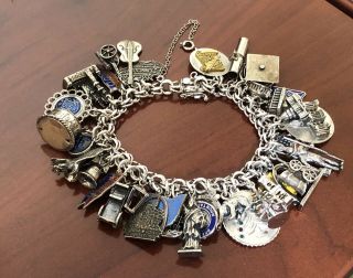 Vintage Sterling Silver Charm Bracelet Loaded With 40 Charms