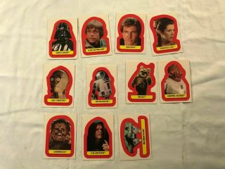 1983 Topps Star Wars Return Of The Jedi Series 2 Partial Sticker Card Set Of 11