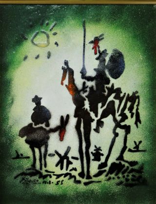 Pablo Picasso Enameled Copper Plaque Of Don Quixote Mid Century Modern