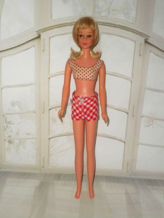 Vintage Barbie BLONDE STRAIGHT LEG FRANCIE DOLL,  SWIMSUIT LARGE CHECKS 2