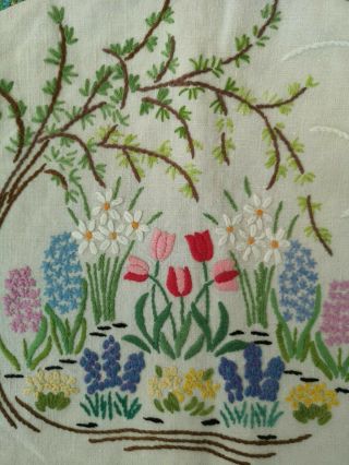 Vintage Embroidered ? Fairistych Tea Pot Cover Hyacinths Spring Flowers